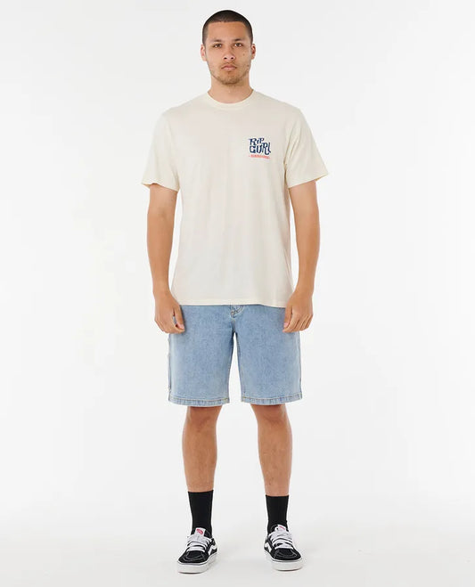 T-Shirt Rip Curl Shaper Address Branca/Bege