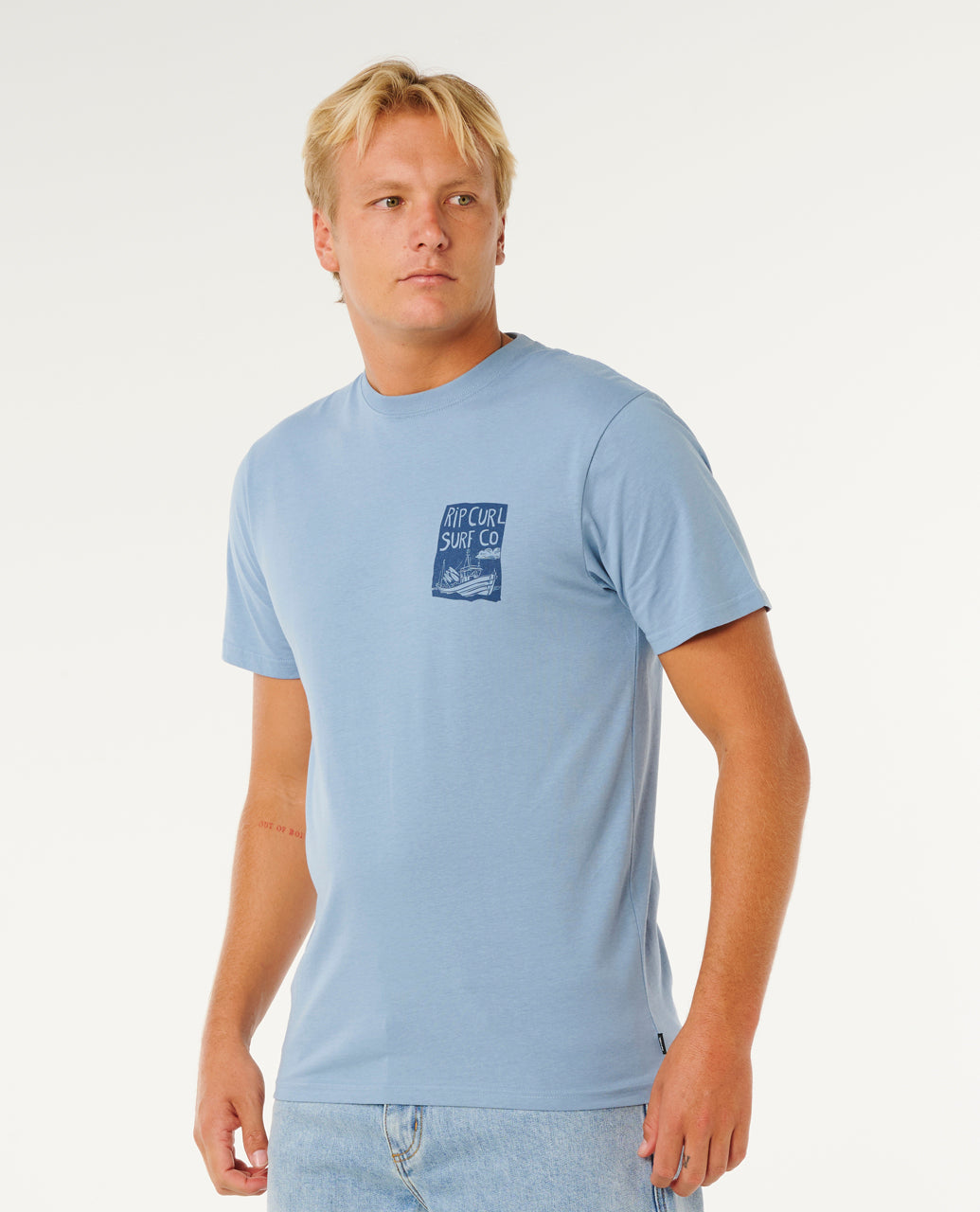 Rip Curl Keep On Trucking SS Tee Faded Denim