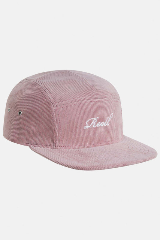 Boné Reell de 5 painéis, cor prata com cordão rosa