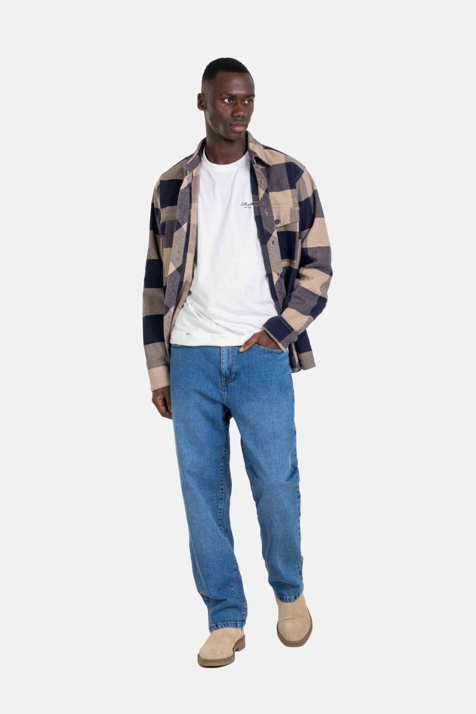 Reell Freeman Shirt Check Navy Sand
