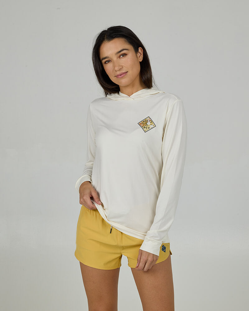 Camisola de proteção solar para mulher Salty Crew Tippet Fill com capuz em lycra.