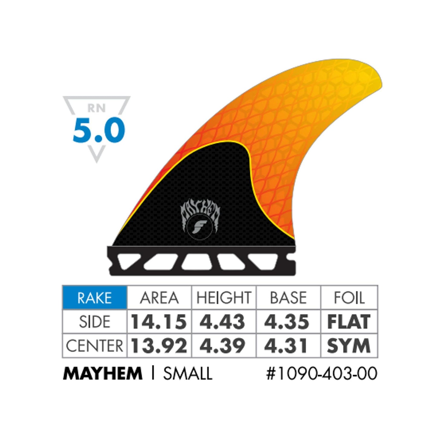 FUTURES Thruster Fin Set Mayhem 3.0 Honeycomb S Orange 5.0