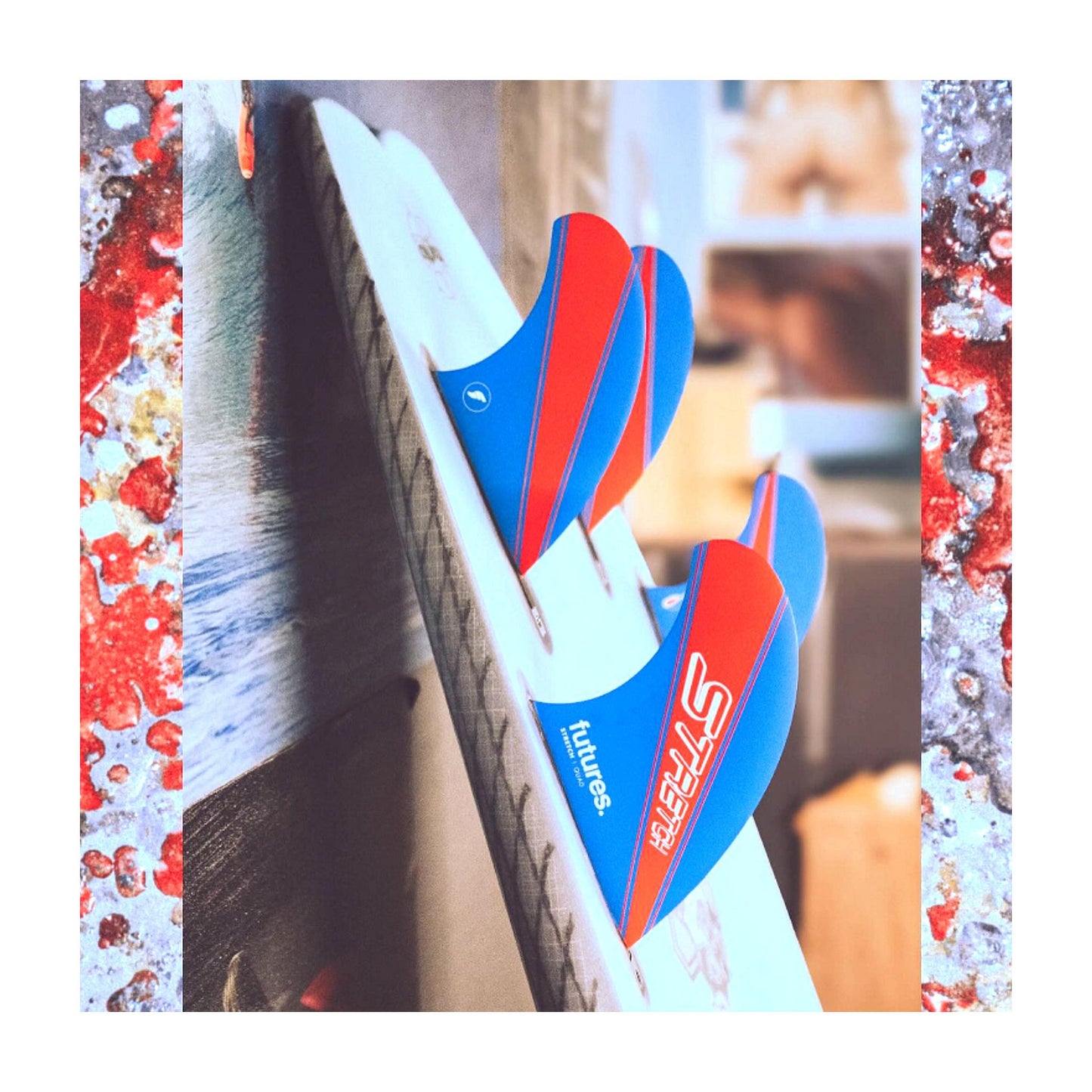 FUTURES Quad 4 Fin Set Stretch Honeycomb Unisize Blue 7.4