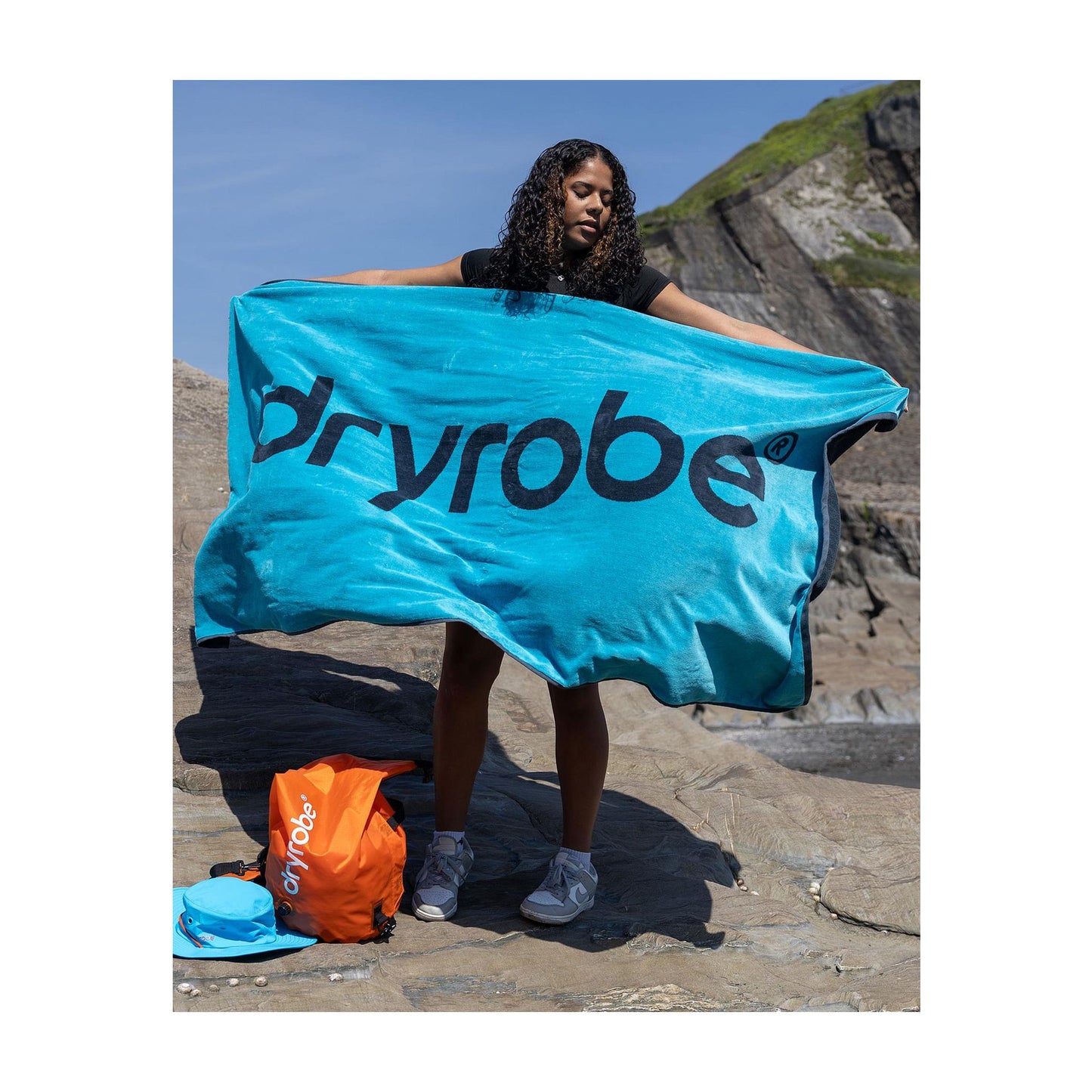 DRYROBE beach towel Blue Charcoal Grey