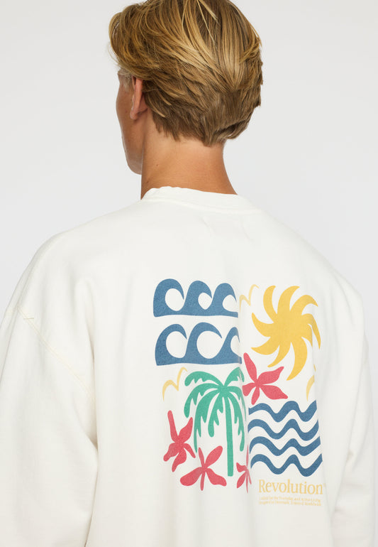 Revolution bedruckter Rundhalsausschnitt, Offwhite