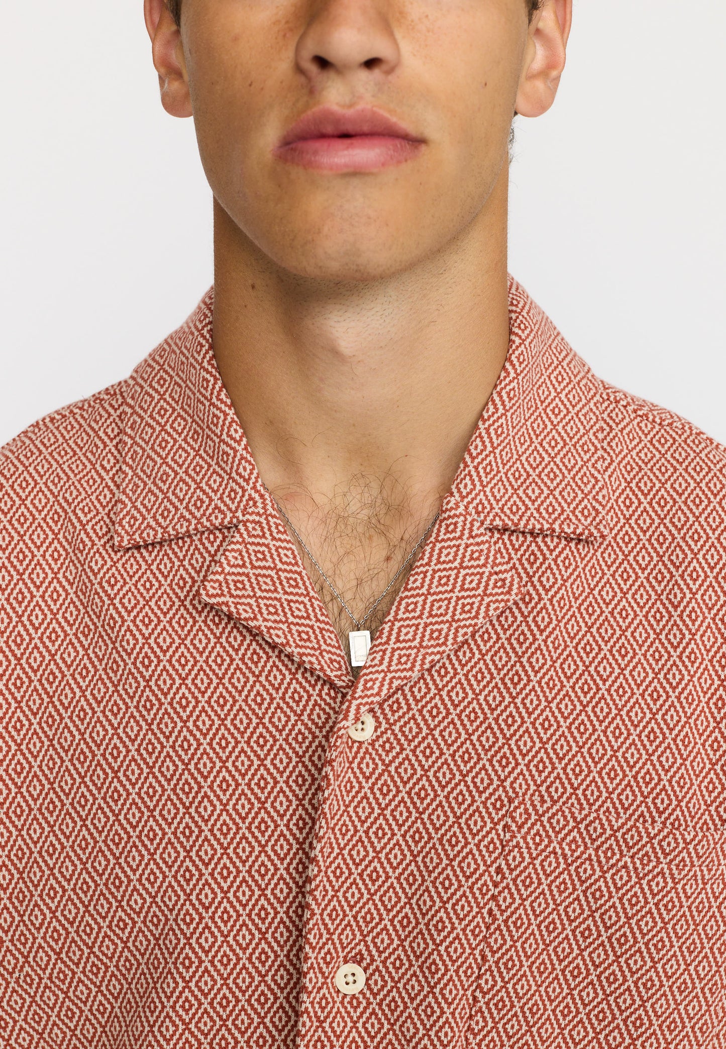 Revolution Jaquard SS Kubanisches Hemd Orange