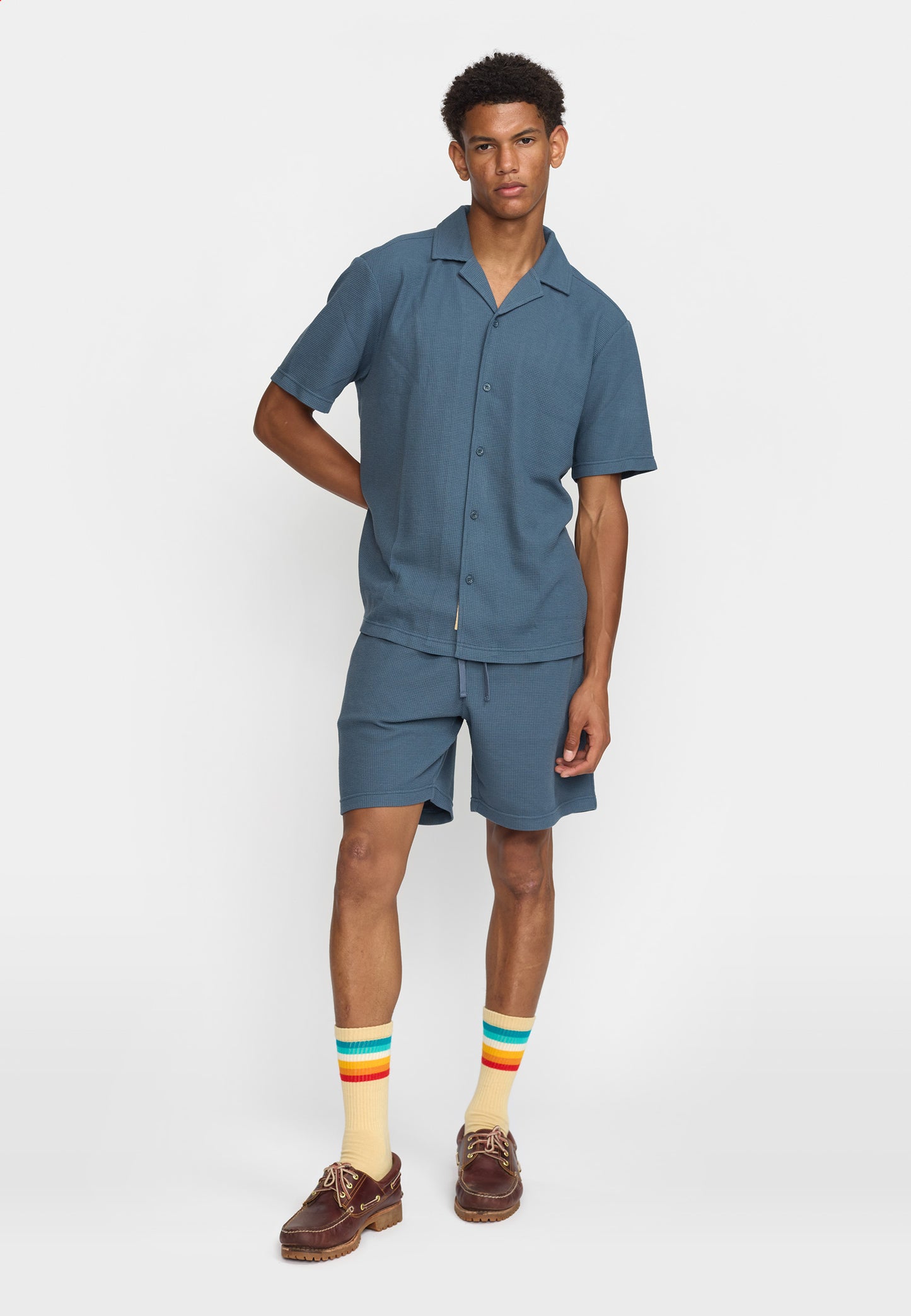 Revolution Short-sleeved Cuban Shirt Blue