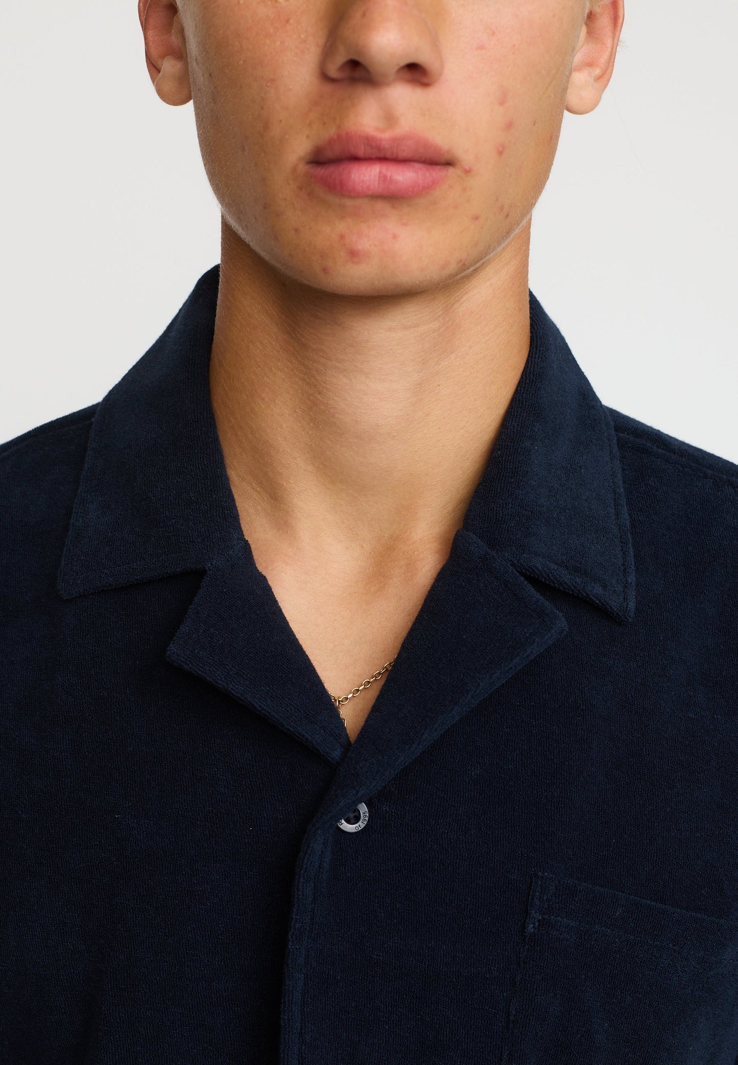 Revolution Terry Kurzarmhemd im kubanischen Stil, Marineblau