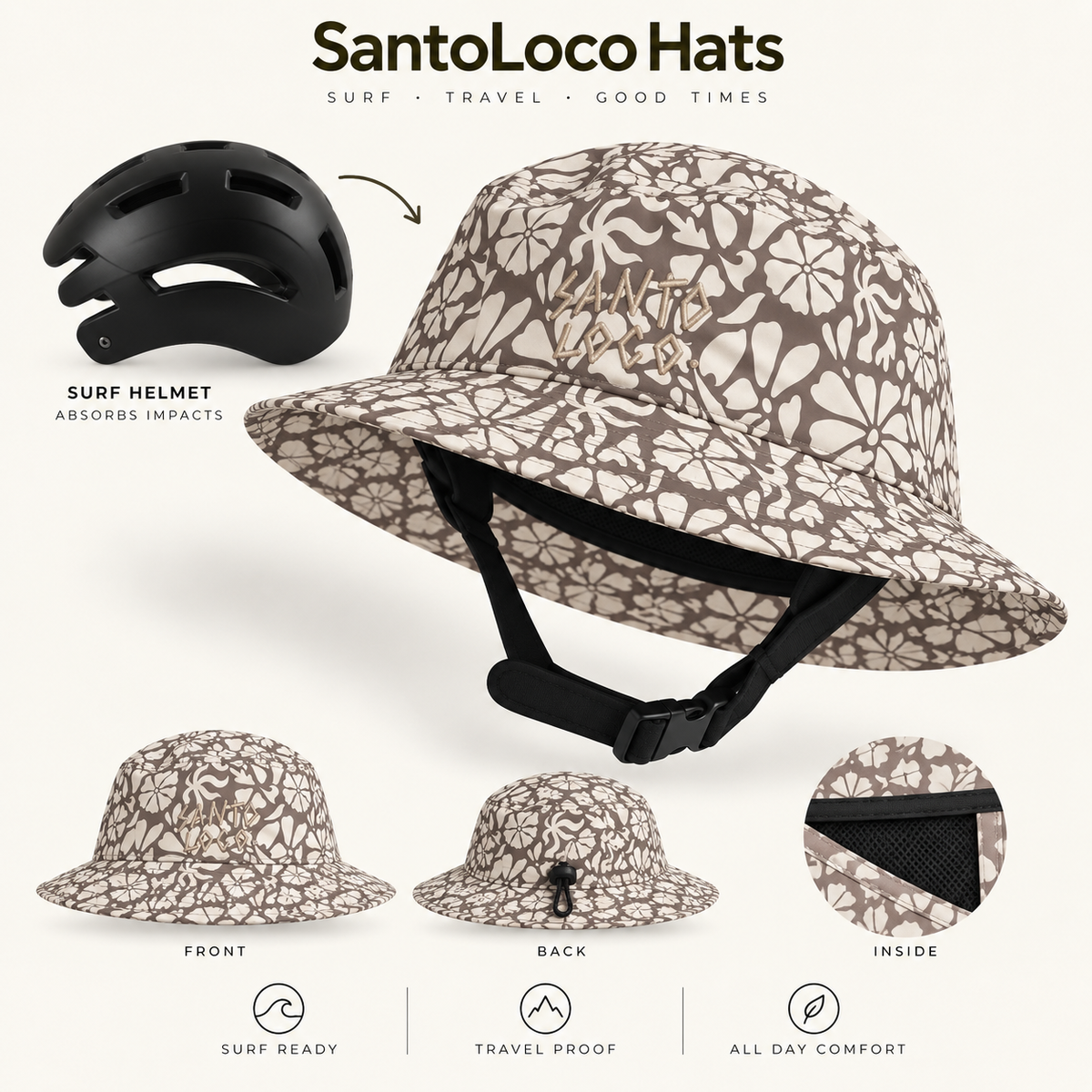 SantoLoco Surf Hat Pro SPF50+ Brown