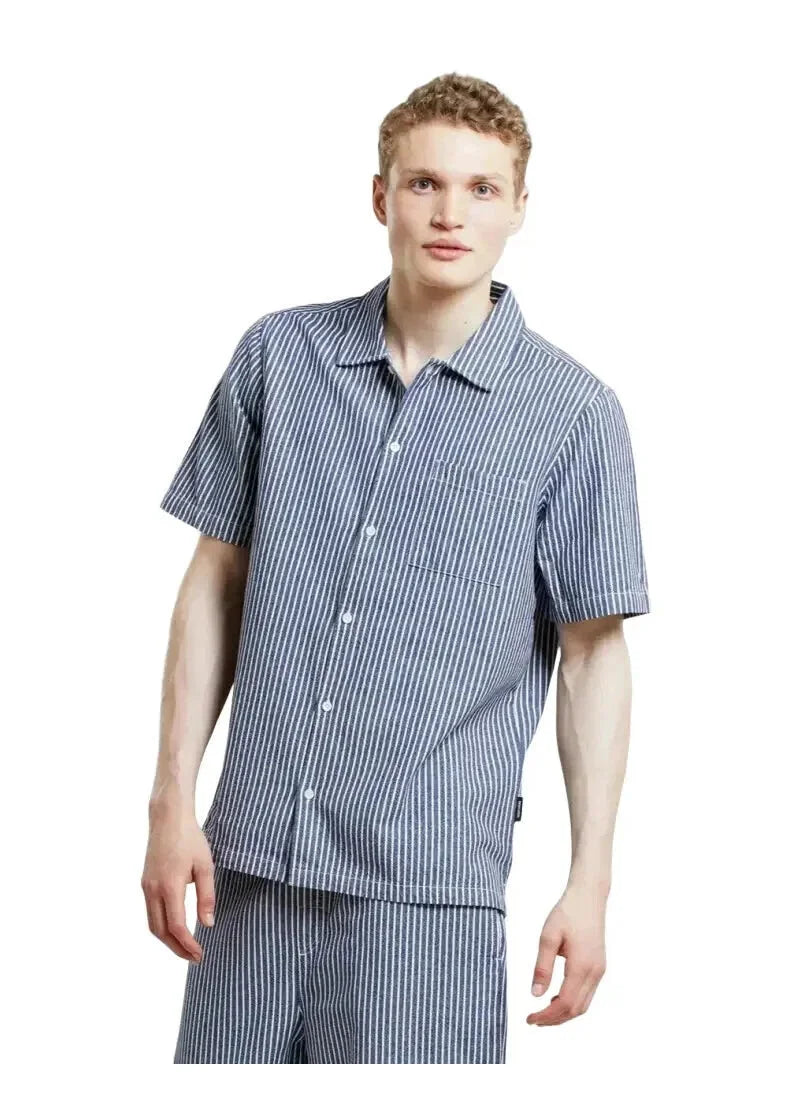Dedicated Brantevik Work Stripe Hemd Blau
