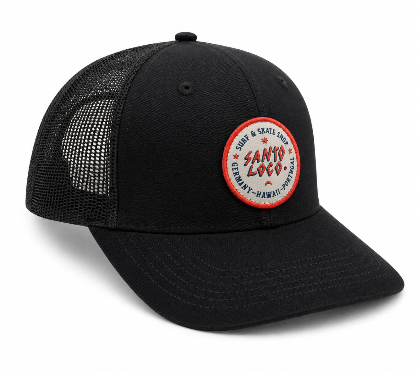 Boné Trucker SantoLoco Logo Preto