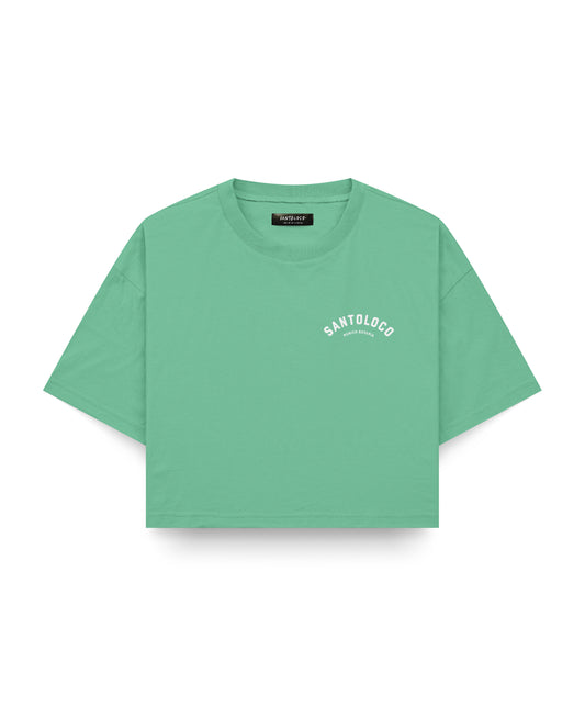 SantoLoco Munich Surfing ist ein grünes, kurzes T-Shirt für den Motorsport
