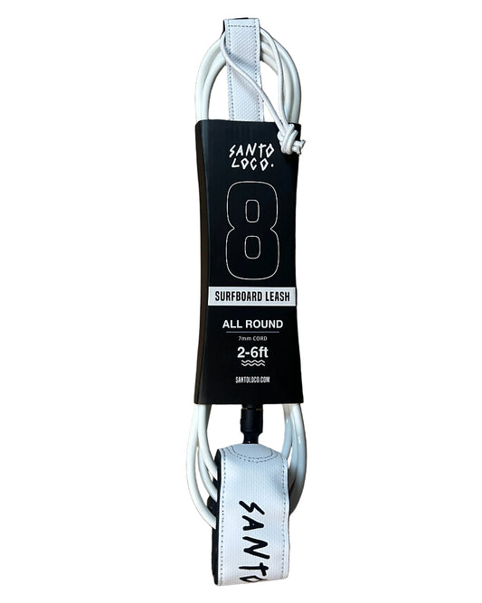 SantoLoco 8 ft Premium Surf Leash White
