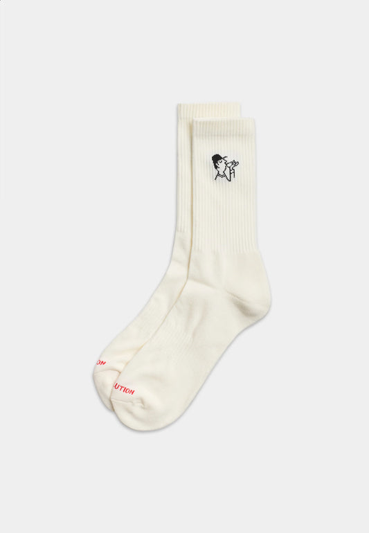 Revolution Jaquard Crew Socks Coffee White