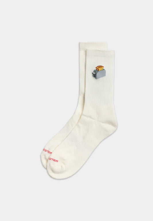 Revolution Jaquard Crew Socks Toaster White