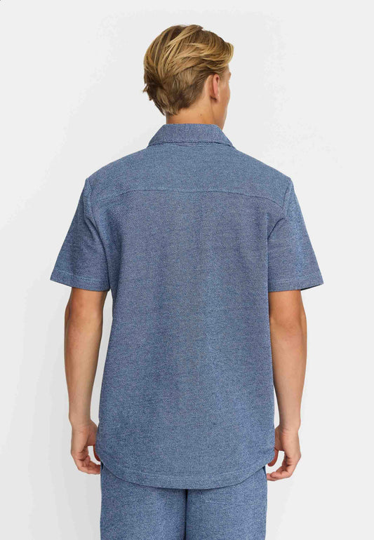 Revolution Short-sleeved Cuban Shirt Blue