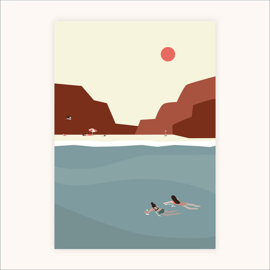 Lines & Lemons Swim Swim Postcard