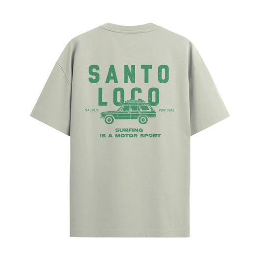 SantoLoco Sagres Surfing ist ein Motorsport-Antikweißes T-Shirt