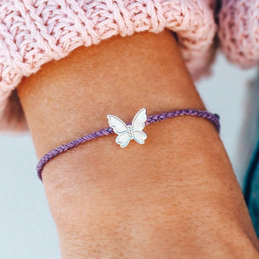 Pura Vida Butterfly in Flight Silver Bracelet Light Purple