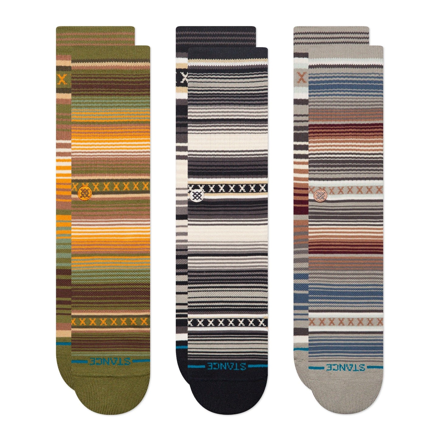 Stance Curren 3 Pack Socks Green Green