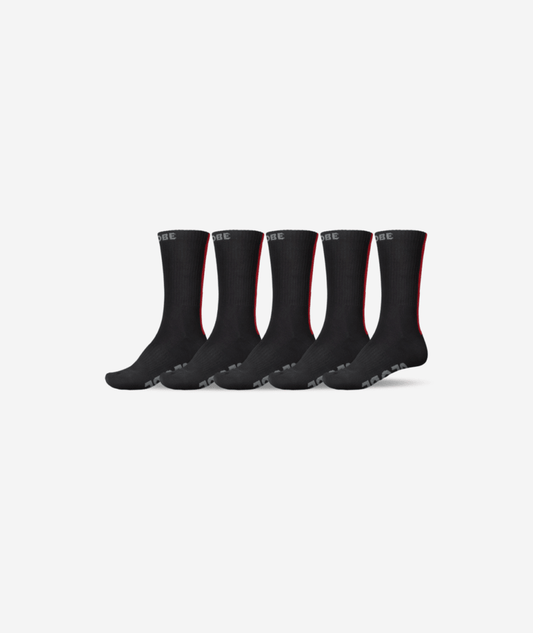 Globe Stripe Hi Crew Socken, 5er-Pack, Schwarz/Rot