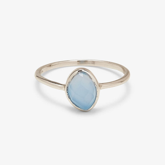 Pura Vida Organic Stne Blue Chalcedony Ring Size 8 Silver