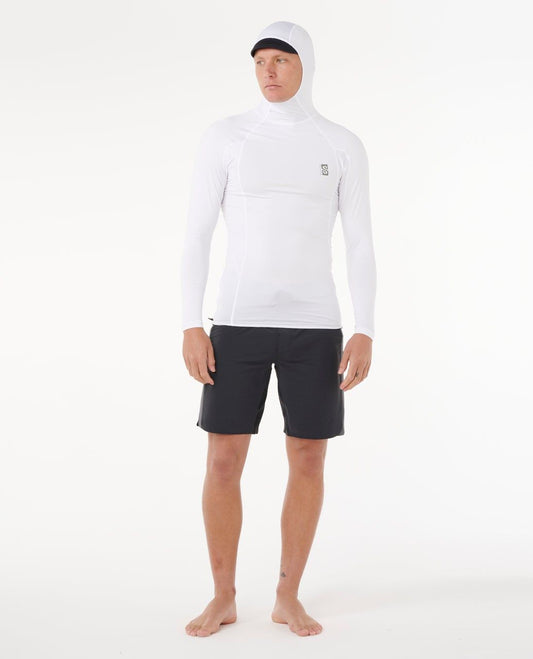 Rip Curl Search UPF Perf Hood L/S Rash Vest Black White