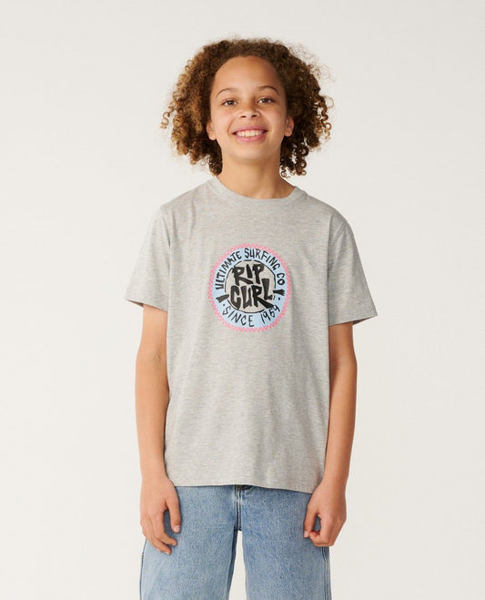 RipCurl Streamline Circle Logo Tee Black Grey Marle
