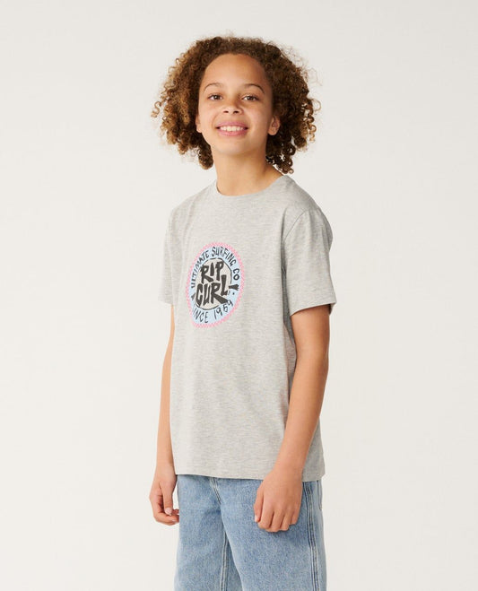 RipCurl Streamline Circle Logo Tee Black Grey Marle