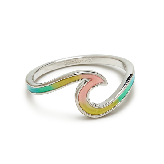 Pura Vida Tie Dye Wave Ring Size 7 Silver