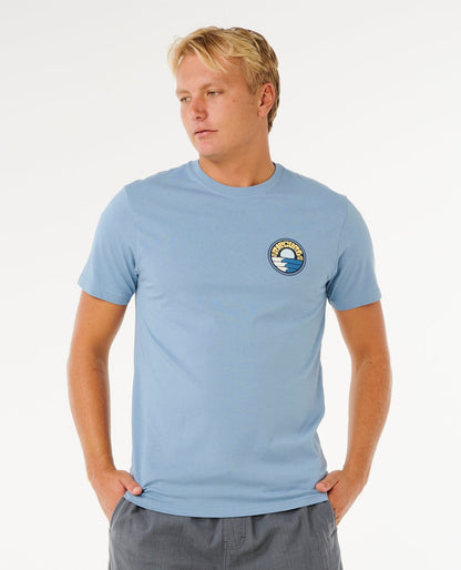 Rip Curl Pacific Rinse Stacked Tee Faded Denim