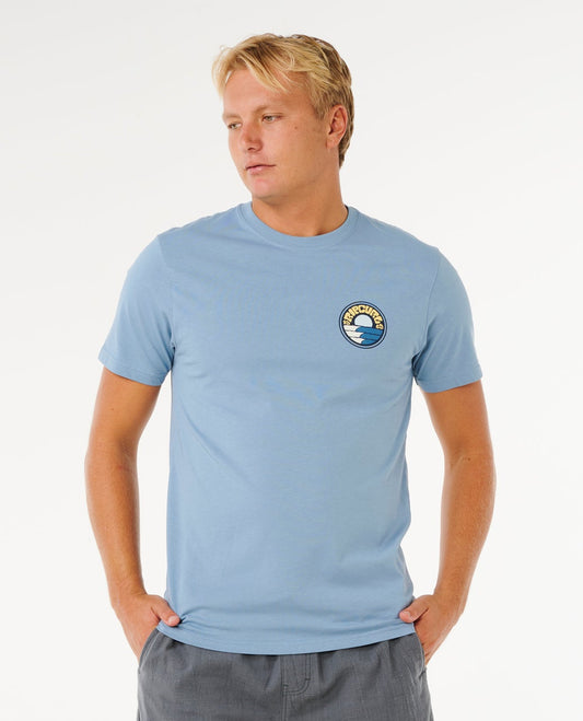 Rip Curl Pacific Rinse Stacked Tee Faded Denim