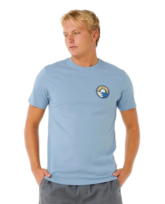 Rip Curl Pacific Rinse Stacked Tee Faded Denim
