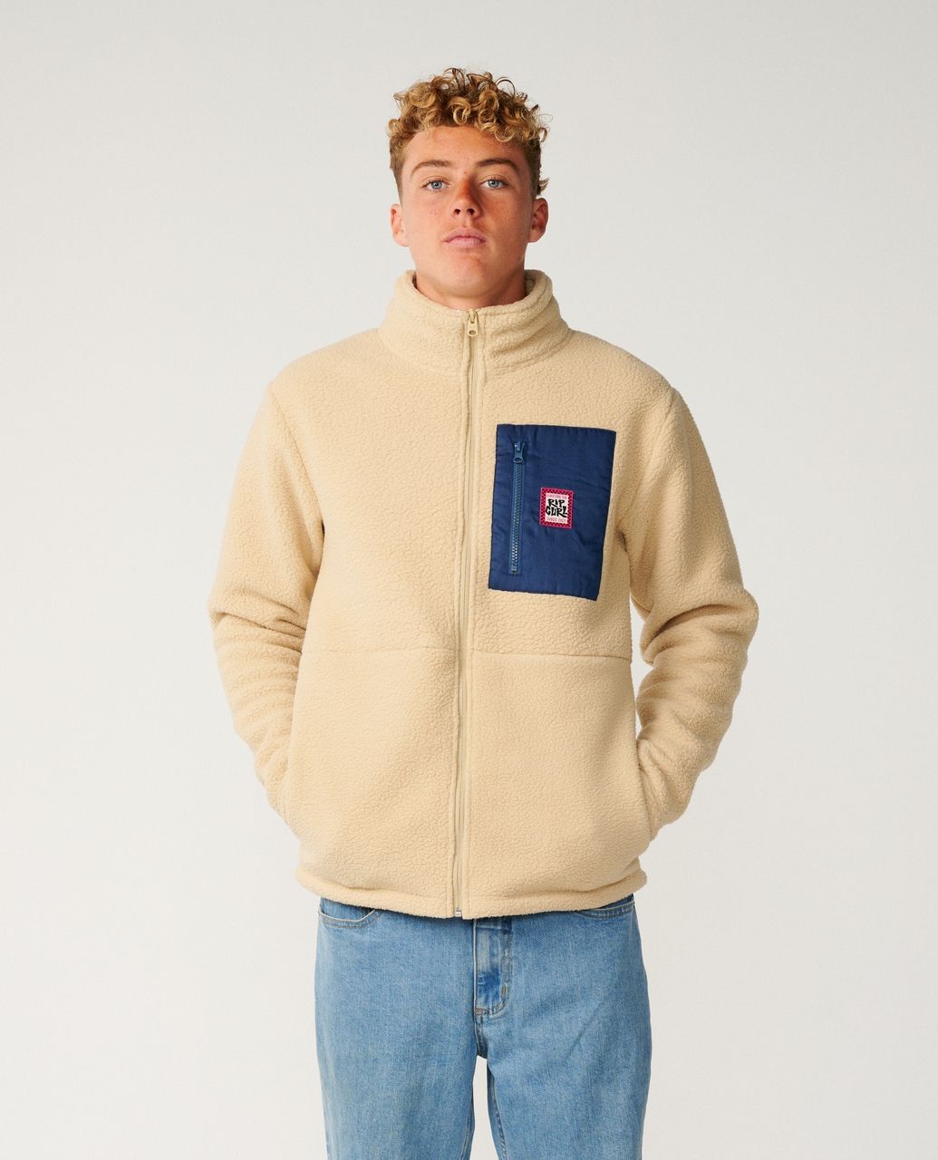 RipCurl Streamline Big Bear Polar Fleece Jacket Khaki Sand