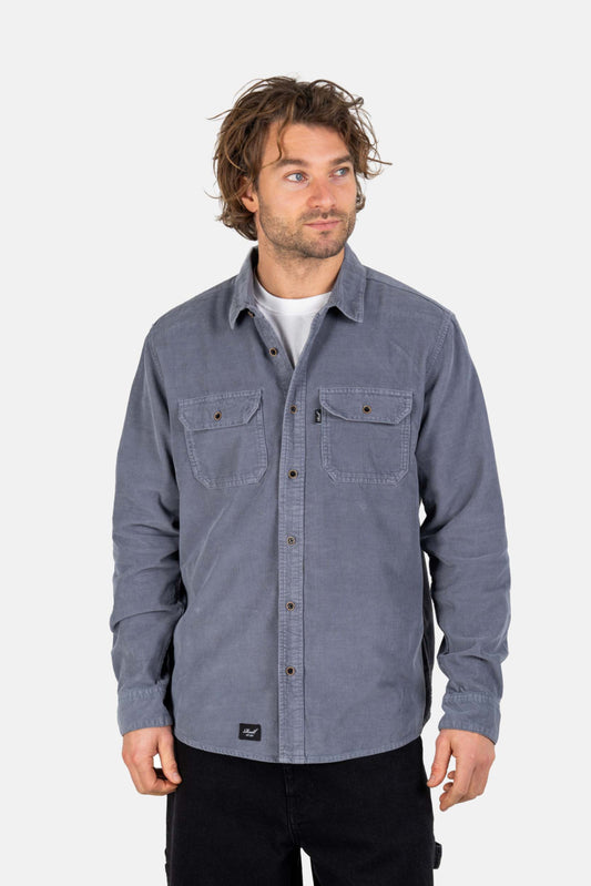 Reell Dual Cord Shirt Grey Blue