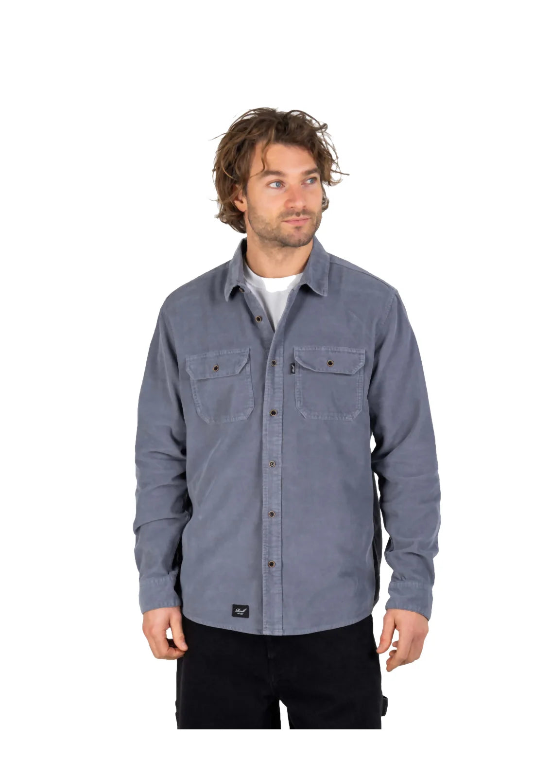 Reell Dual Cord Hemd Grau/Blau