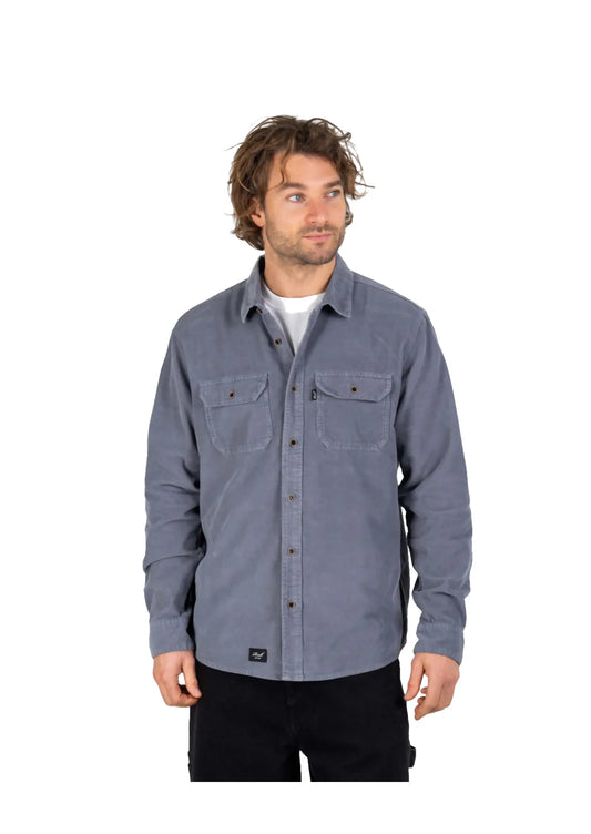 Reell Dual Cord Hemd Grau/Blau