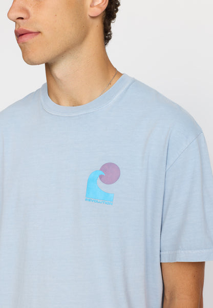 Revolution bedrucktes T-Shirt Hellblau
