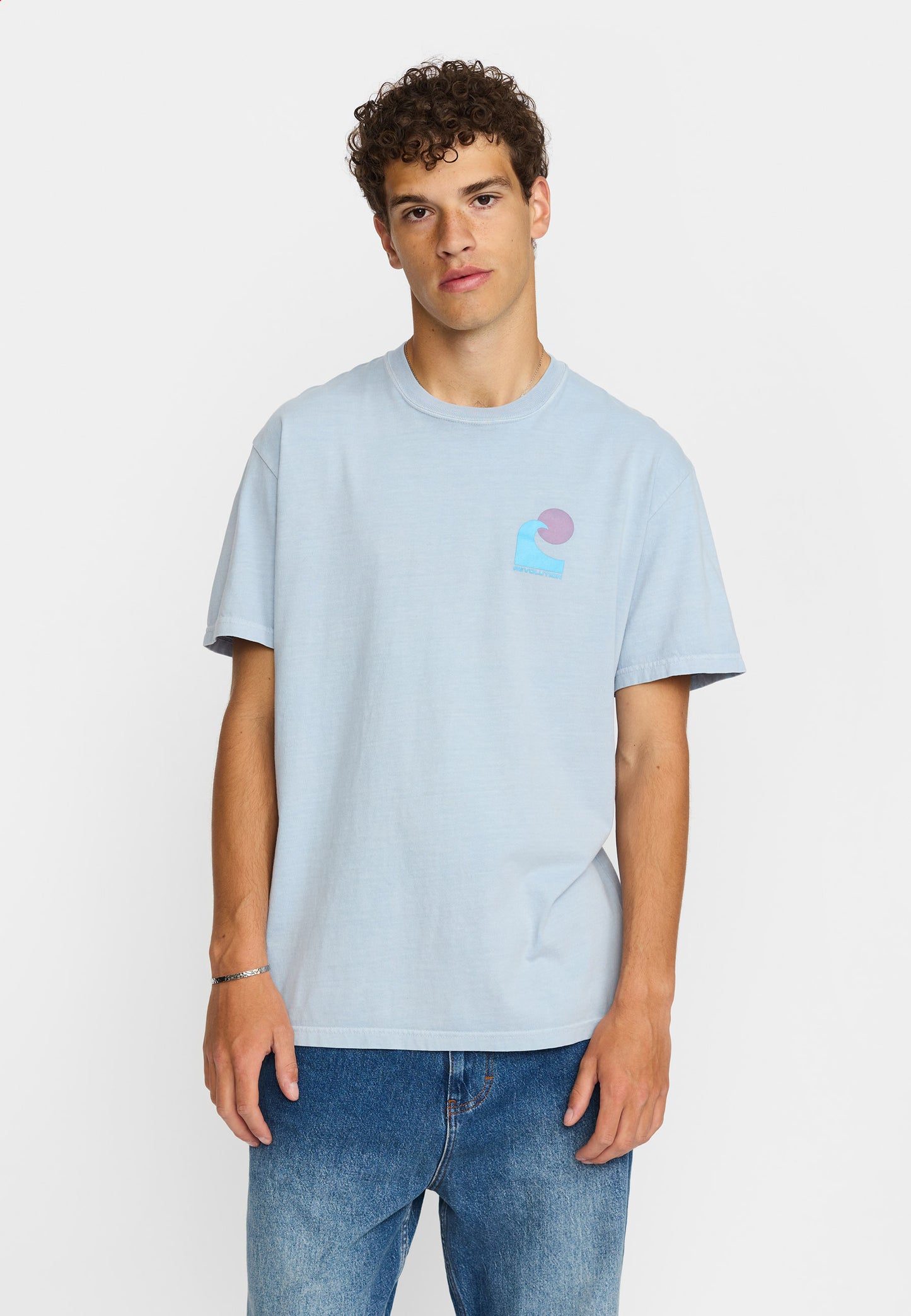 Revolution bedrucktes T-Shirt Hellblau