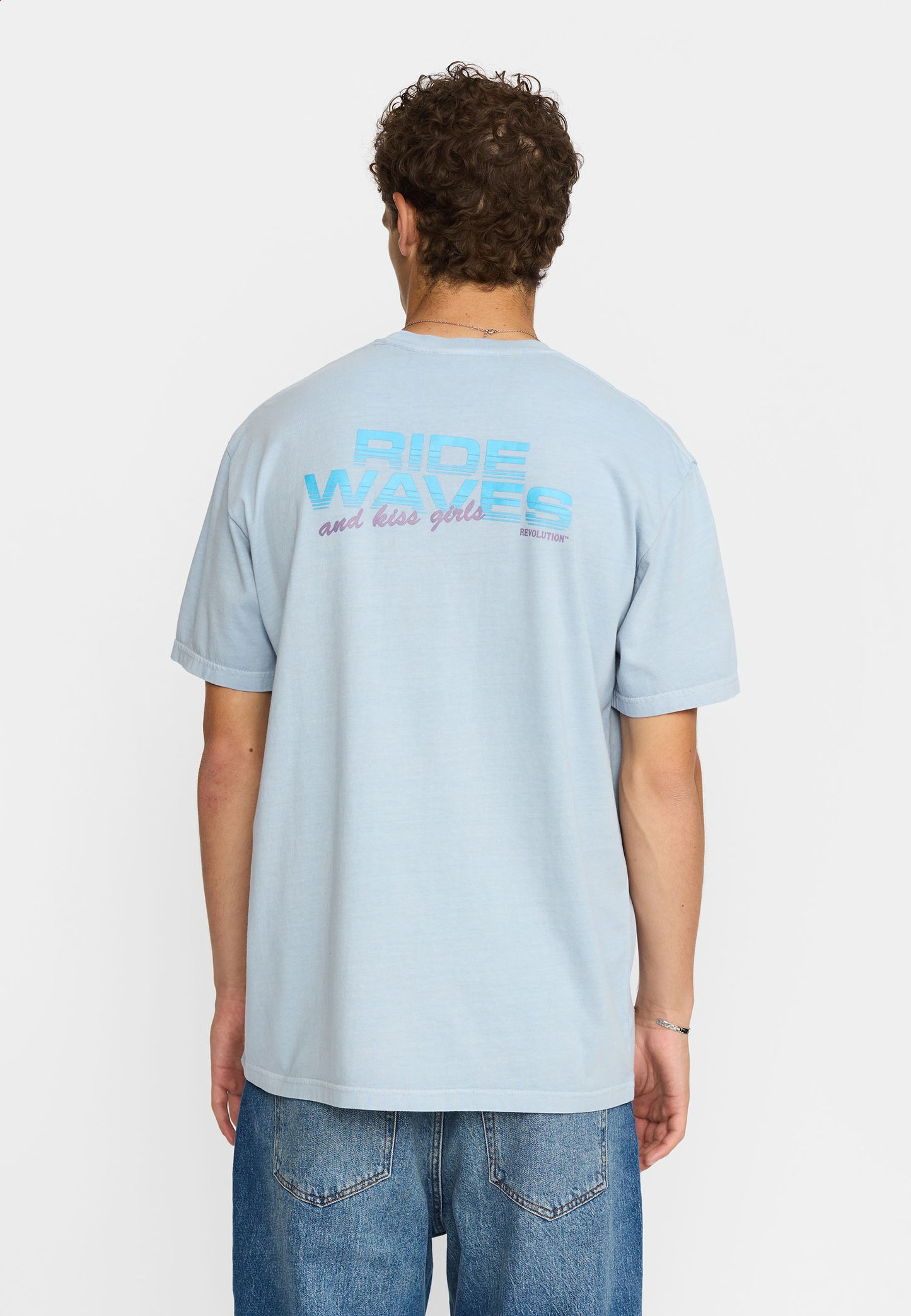 Revolution bedrucktes T-Shirt Hellblau