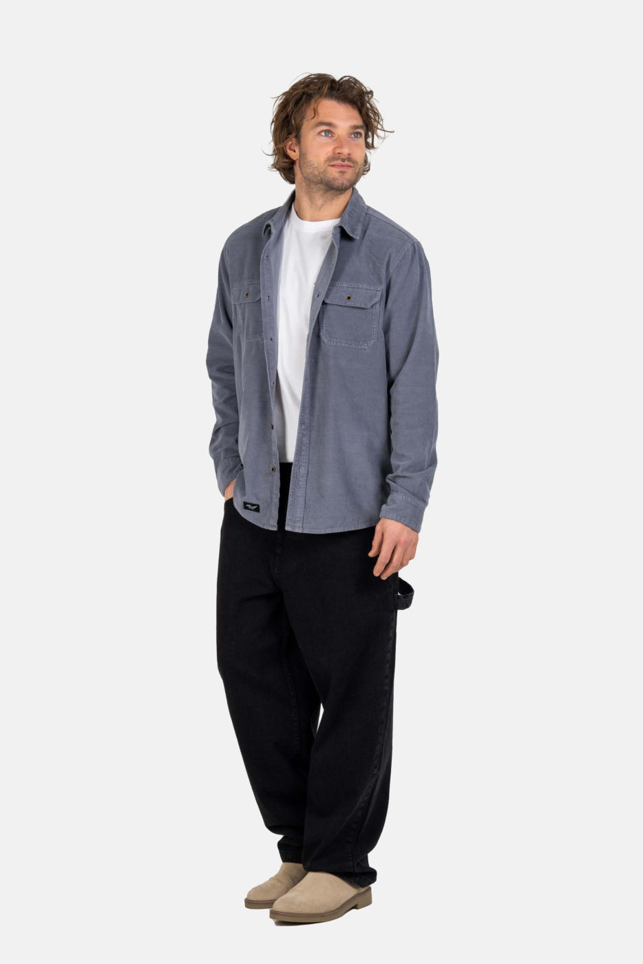 Reell Dual Cord Shirt Grey Blue