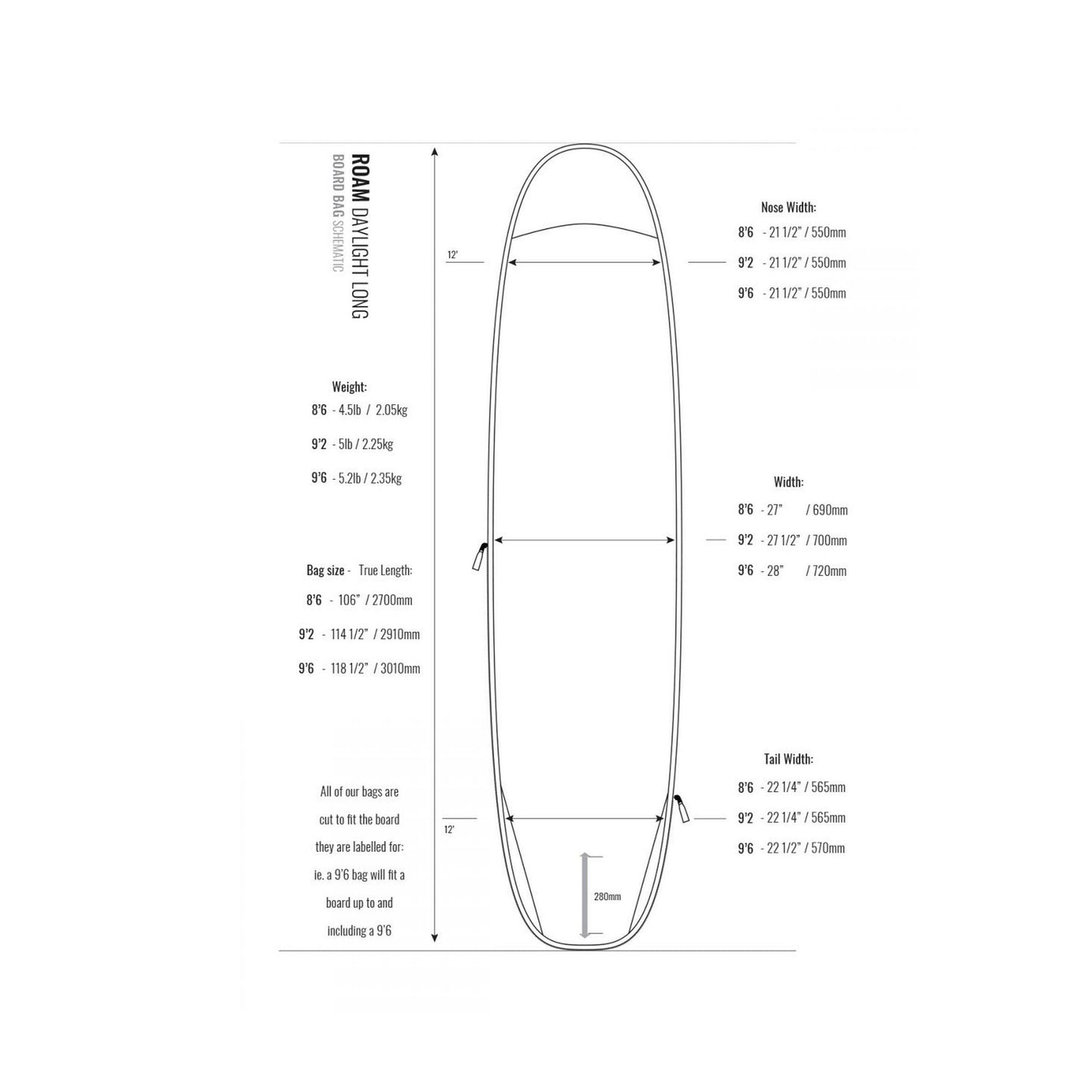 ROAM Boardbag Surfboard Daylight Longboard