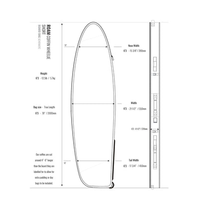 ROAM Boardbag Surfboard Coffin Wheelie Grey