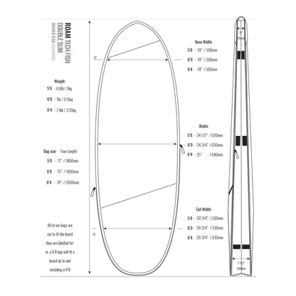 ROAM Boardbag Surfboard Tech Bag Doppel Fish 6.4