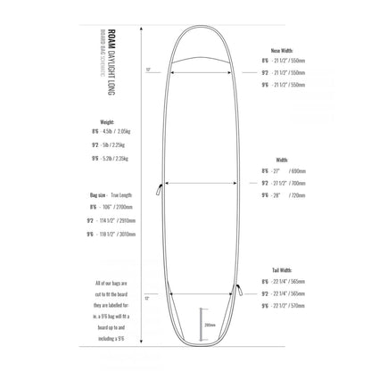 ROAM Boardbag Surfboard Daylight Longboard 9.6