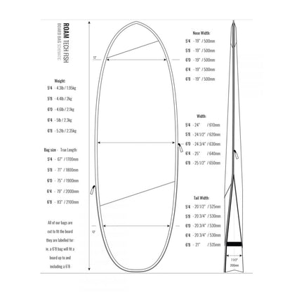 ROAM Boardbag Surfboard Tech Bag Hybrid Fish 6.4
