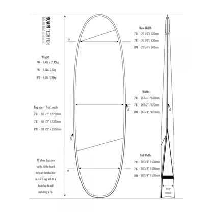 ROAM Boardbag Surfboard Tech Bag Funboard 8.0