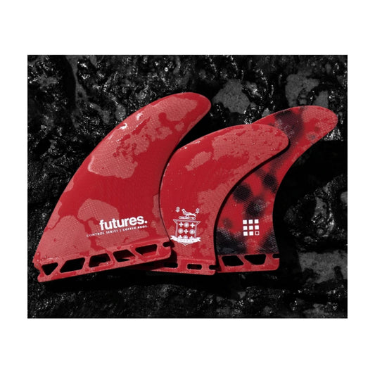 FUTURES Thruster Fin Set Coffin Bros Control M Red 2.9