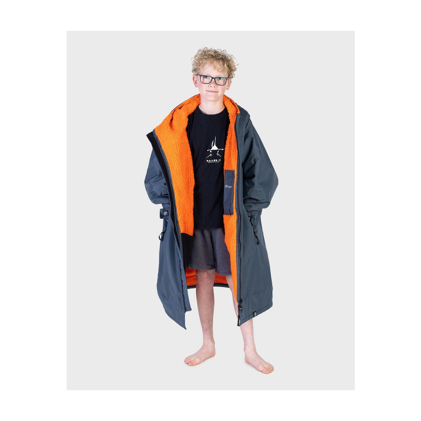 DRYROBE Advance Long Sleeve KIDS Gray Orange 10-13 Grau Orange