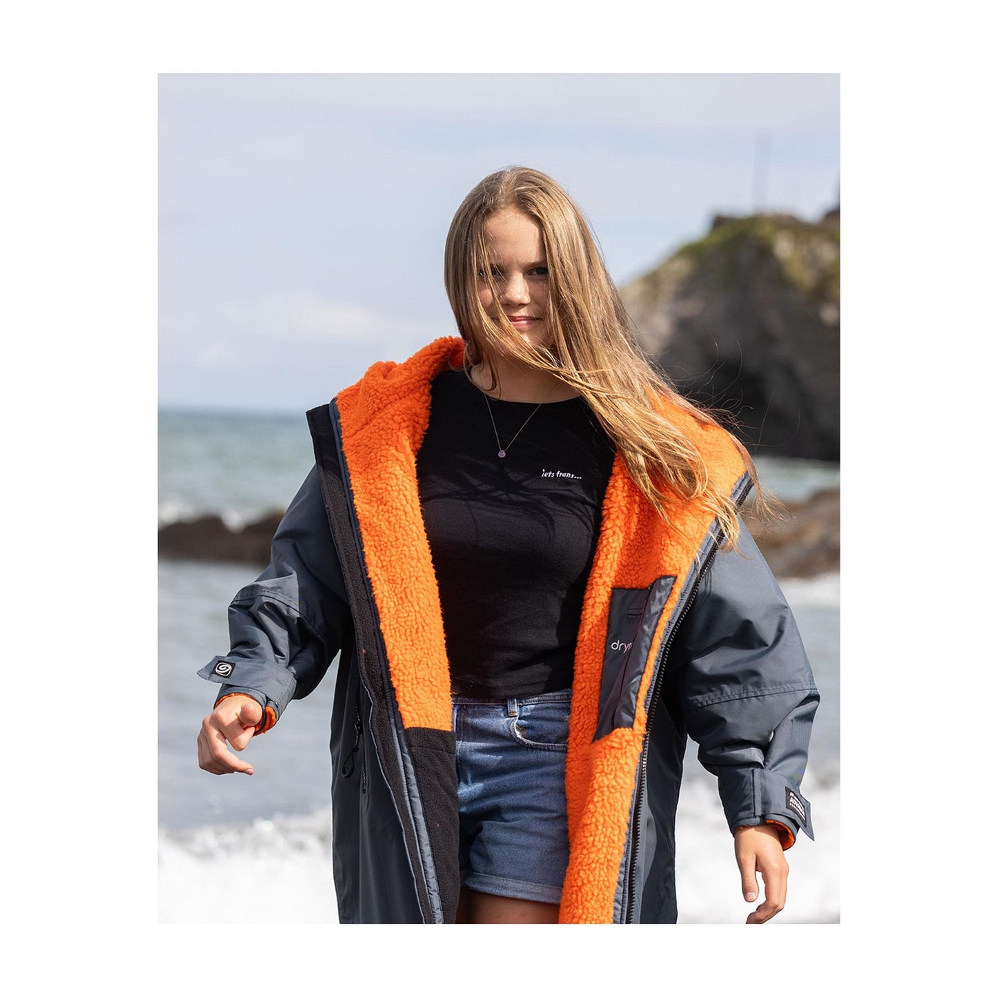 DRYROBE Advance Long Sleeve KIDS Gray Orange 10-13 Grau Orange